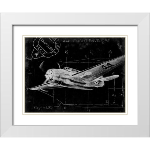 Flight Schematic II White Modern Wood Framed Art Print with Double Matting by Ethan Harper