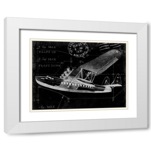 Flight Schematic III White Modern Wood Framed Art Print with Double Matting by Ethan Harper