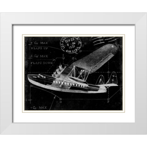 Flight Schematic III White Modern Wood Framed Art Print with Double Matting by Ethan Harper