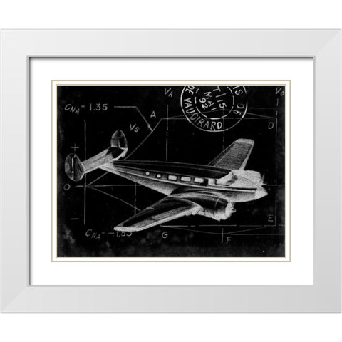 Flight Schematic IV White Modern Wood Framed Art Print with Double Matting by Ethan Harper