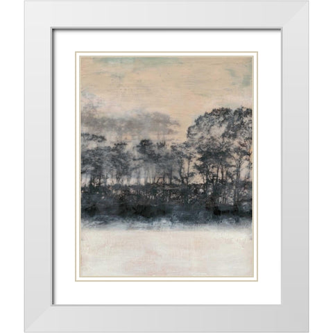 Blush Treeline I White Modern Wood Framed Art Print with Double Matting by Goldberger, Jennifer