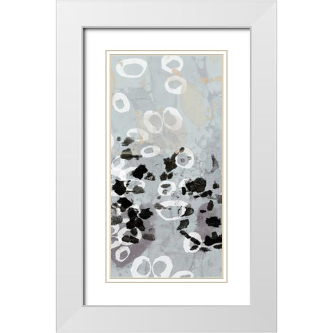Golden Droplets II White Modern Wood Framed Art Print with Double Matting by Goldberger, Jennifer