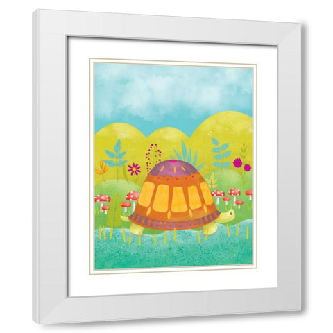 Happy Turtle I White Modern Wood Framed Art Print with Double Matting by Zarris, Chariklia