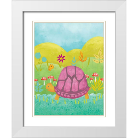 Happy Turtle II White Modern Wood Framed Art Print with Double Matting by Zarris, Chariklia