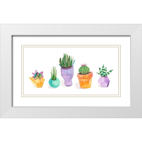Succulent Display II White Modern Wood Framed Art Print with Double Matting by Ewer, Rebekah