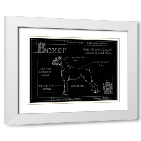 Blueprint Boxer White Modern Wood Framed Art Print with Double Matting by Ethan Harper