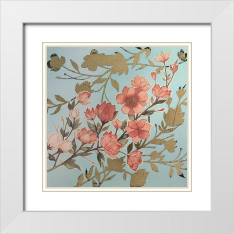 Golden Cherry Blossoms I White Modern Wood Framed Art Print with Double Matting by Popp, Grace