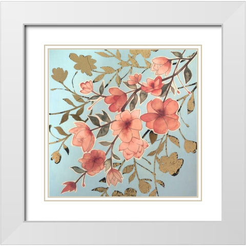 Golden Cherry Blossoms II White Modern Wood Framed Art Print with Double Matting by Popp, Grace