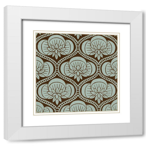 Spa and Sepia Tile I White Modern Wood Framed Art Print with Double Matting by Vision Studio