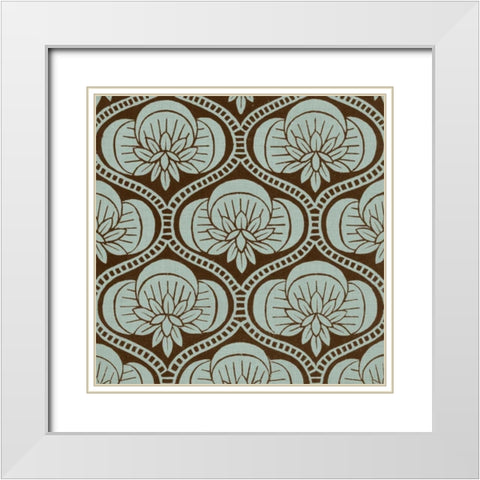 Spa and Sepia Tile I White Modern Wood Framed Art Print with Double Matting by Vision Studio