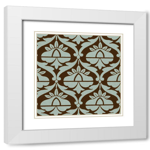 Spa and Sepia Tile III White Modern Wood Framed Art Print with Double Matting by Vision Studio
