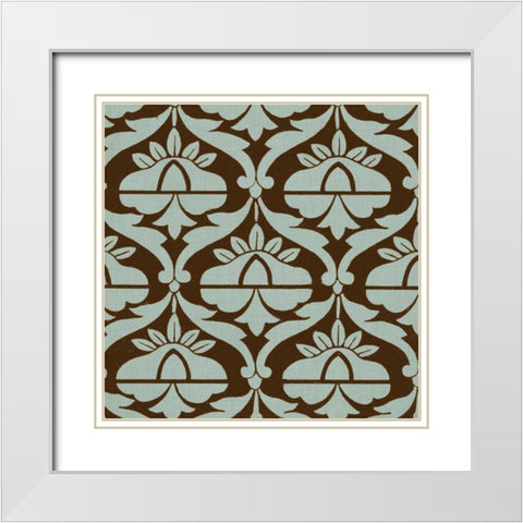 Spa and Sepia Tile III White Modern Wood Framed Art Print with Double Matting by Vision Studio