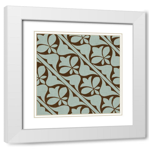Spa and Sepia Tile V White Modern Wood Framed Art Print with Double Matting by Vision Studio