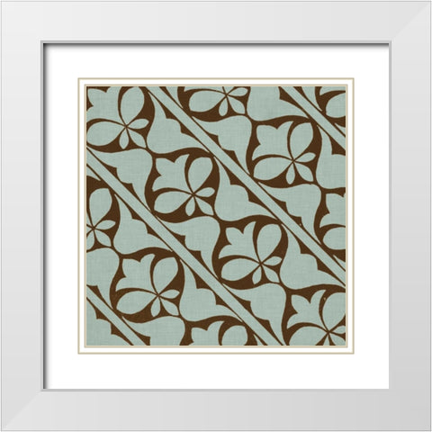 Spa and Sepia Tile V White Modern Wood Framed Art Print with Double Matting by Vision Studio
