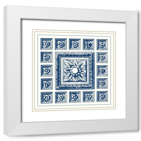 Indigo Medallion IV White Modern Wood Framed Art Print with Double Matting by Vision Studio