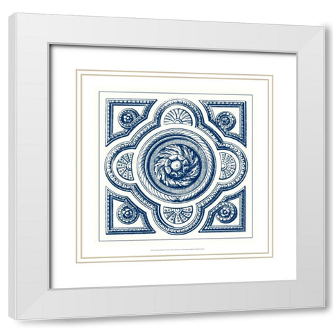 Indigo Medallion VI White Modern Wood Framed Art Print with Double Matting by Vision Studio