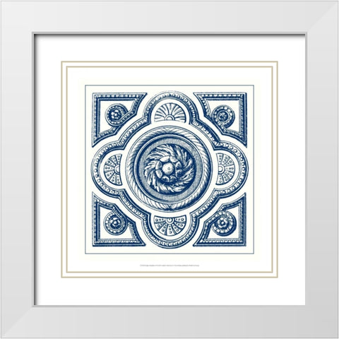 Indigo Medallion VI White Modern Wood Framed Art Print with Double Matting by Vision Studio