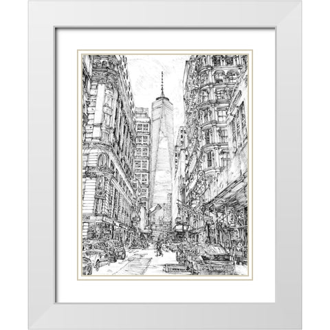 City in Black and White I White Modern Wood Framed Art Print with Double Matting by Wang, Melissa