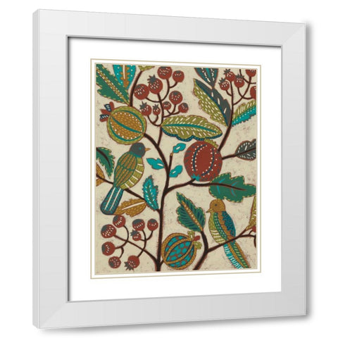 Berry Branch I White Modern Wood Framed Art Print with Double Matting by Zarris, Chariklia