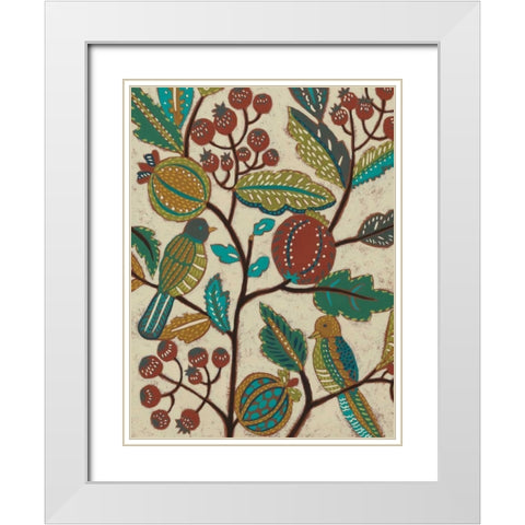 Berry Branch I White Modern Wood Framed Art Print with Double Matting by Zarris, Chariklia