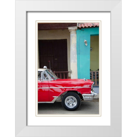 Cars of Cuba II White Modern Wood Framed Art Print with Double Matting by DeNardo, Laura
