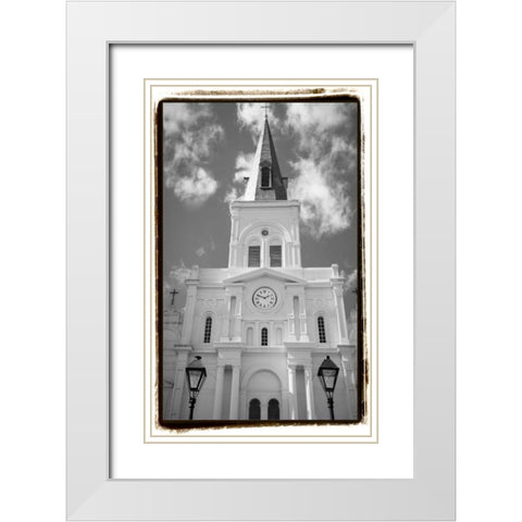 St. Louis Cathedral, Jackson Square I White Modern Wood Framed Art Print with Double Matting by DeNardo, Laura