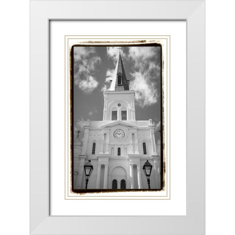 St. Louis Cathedral, Jackson Square I White Modern Wood Framed Art Print with Double Matting by DeNardo, Laura