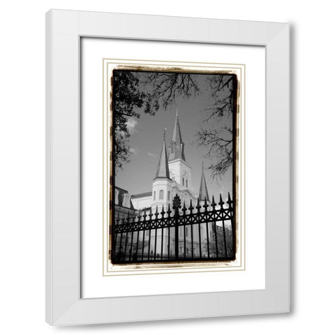 St. Louis Cathedral, Jackson Square II White Modern Wood Framed Art Print with Double Matting by DeNardo, Laura