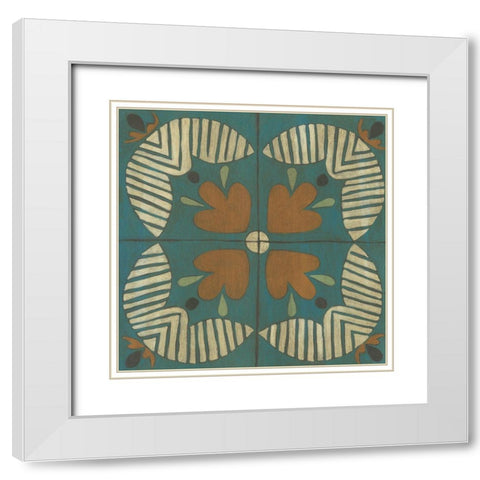 Fraser Tile II White Modern Wood Framed Art Print with Double Matting by Zarris, Chariklia