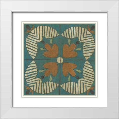 Fraser Tile II White Modern Wood Framed Art Print with Double Matting by Zarris, Chariklia