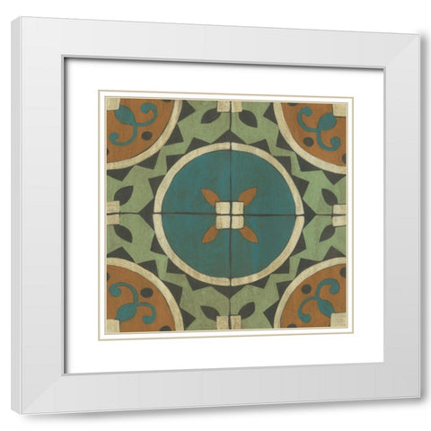 Fraser Tile IV White Modern Wood Framed Art Print with Double Matting by Zarris, Chariklia