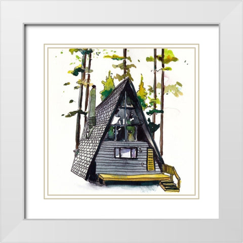 Rad Cabin II White Modern Wood Framed Art Print with Double Matting by McCreery, Paul