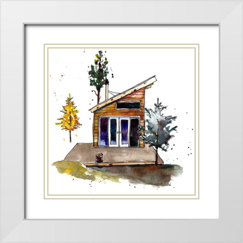 Rad Cabin IV White Modern Wood Framed Art Print with Double Matting by McCreery, Paul