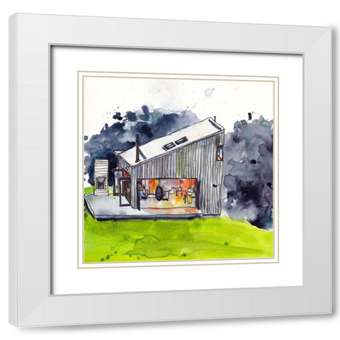 Cabin Scape IV White Modern Wood Framed Art Print with Double Matting by McCreery, Paul