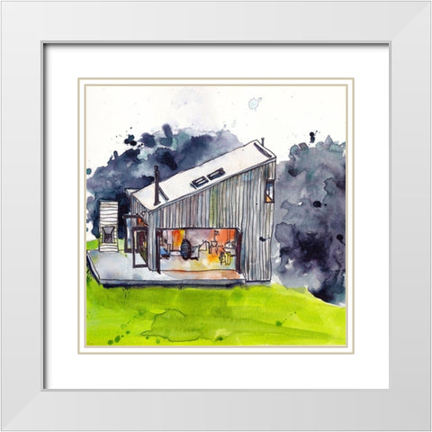 Cabin Scape IV White Modern Wood Framed Art Print with Double Matting by McCreery, Paul
