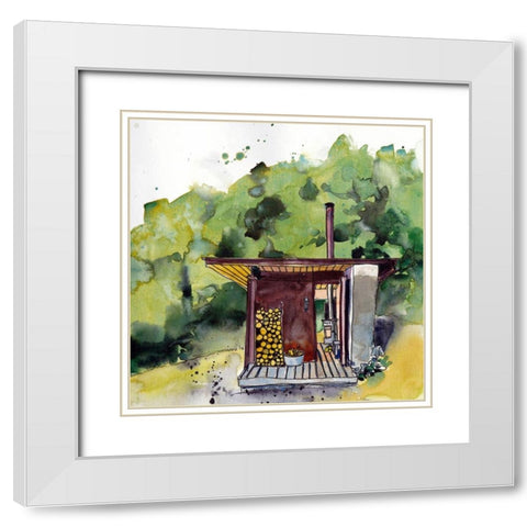 Cabin Scape V White Modern Wood Framed Art Print with Double Matting by McCreery, Paul