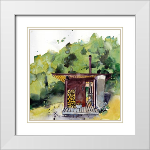 Cabin Scape V White Modern Wood Framed Art Print with Double Matting by McCreery, Paul