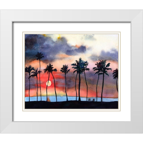 Night Sky V White Modern Wood Framed Art Print with Double Matting by McCreery, Paul