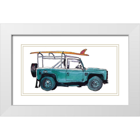 Surf Car I White Modern Wood Framed Art Print with Double Matting by McCreery, Paul