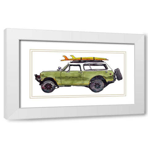 Surf Car II White Modern Wood Framed Art Print with Double Matting by McCreery, Paul