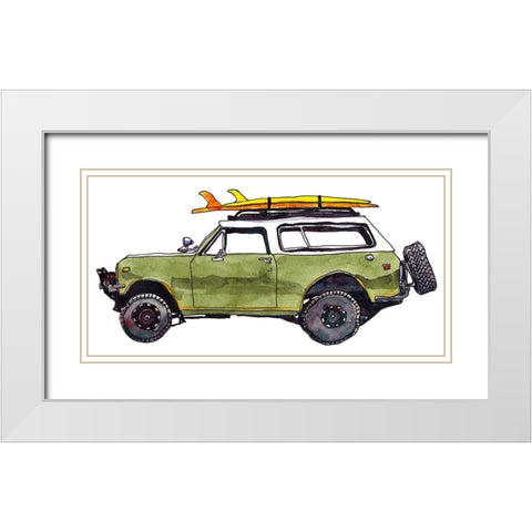 Surf Car II White Modern Wood Framed Art Print with Double Matting by McCreery, Paul
