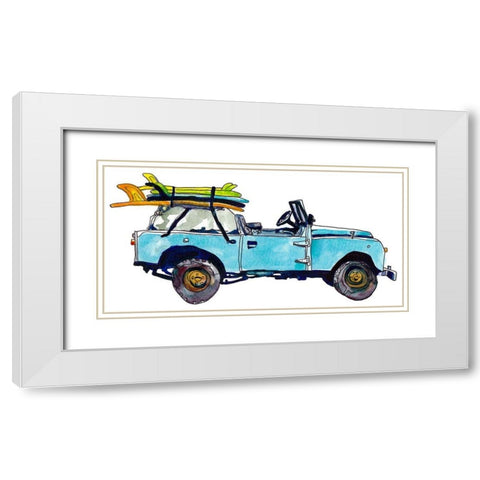 Surf Car III White Modern Wood Framed Art Print with Double Matting by McCreery, Paul