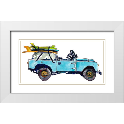 Surf Car III White Modern Wood Framed Art Print with Double Matting by McCreery, Paul