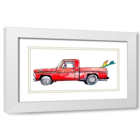Surf Car IV White Modern Wood Framed Art Print with Double Matting by McCreery, Paul