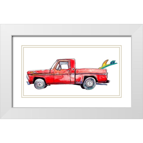 Surf Car IV White Modern Wood Framed Art Print with Double Matting by McCreery, Paul