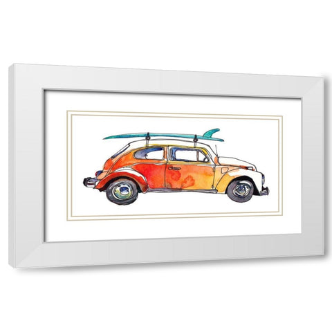Surf Car V White Modern Wood Framed Art Print with Double Matting by McCreery, Paul