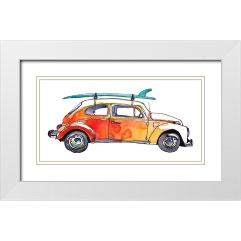 Surf Car V White Modern Wood Framed Art Print with Double Matting by McCreery, Paul