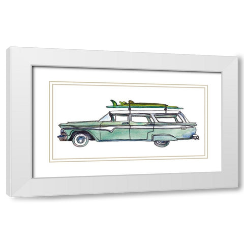 Surf Car XI White Modern Wood Framed Art Print with Double Matting by McCreery, Paul