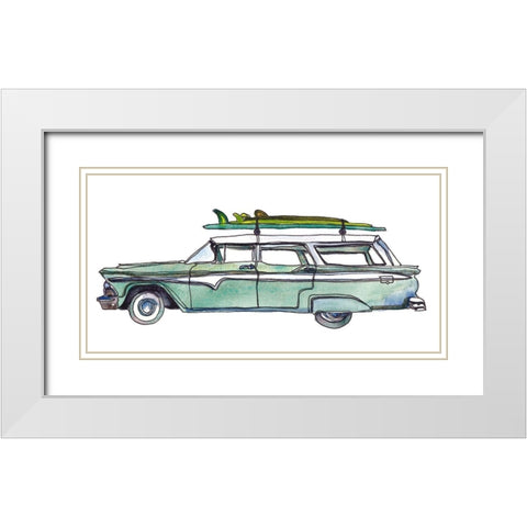 Surf Car XI White Modern Wood Framed Art Print with Double Matting by McCreery, Paul