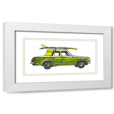 Surf Car XII White Modern Wood Framed Art Print with Double Matting by McCreery, Paul